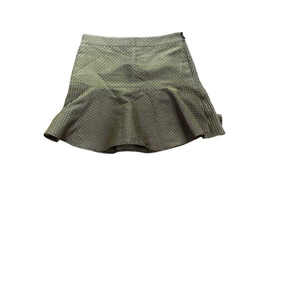 Club Monaco Mini Skirt | Size 00 | Flared Hem | Gold & Black Geometric Jacquard - Picture 1 of 5